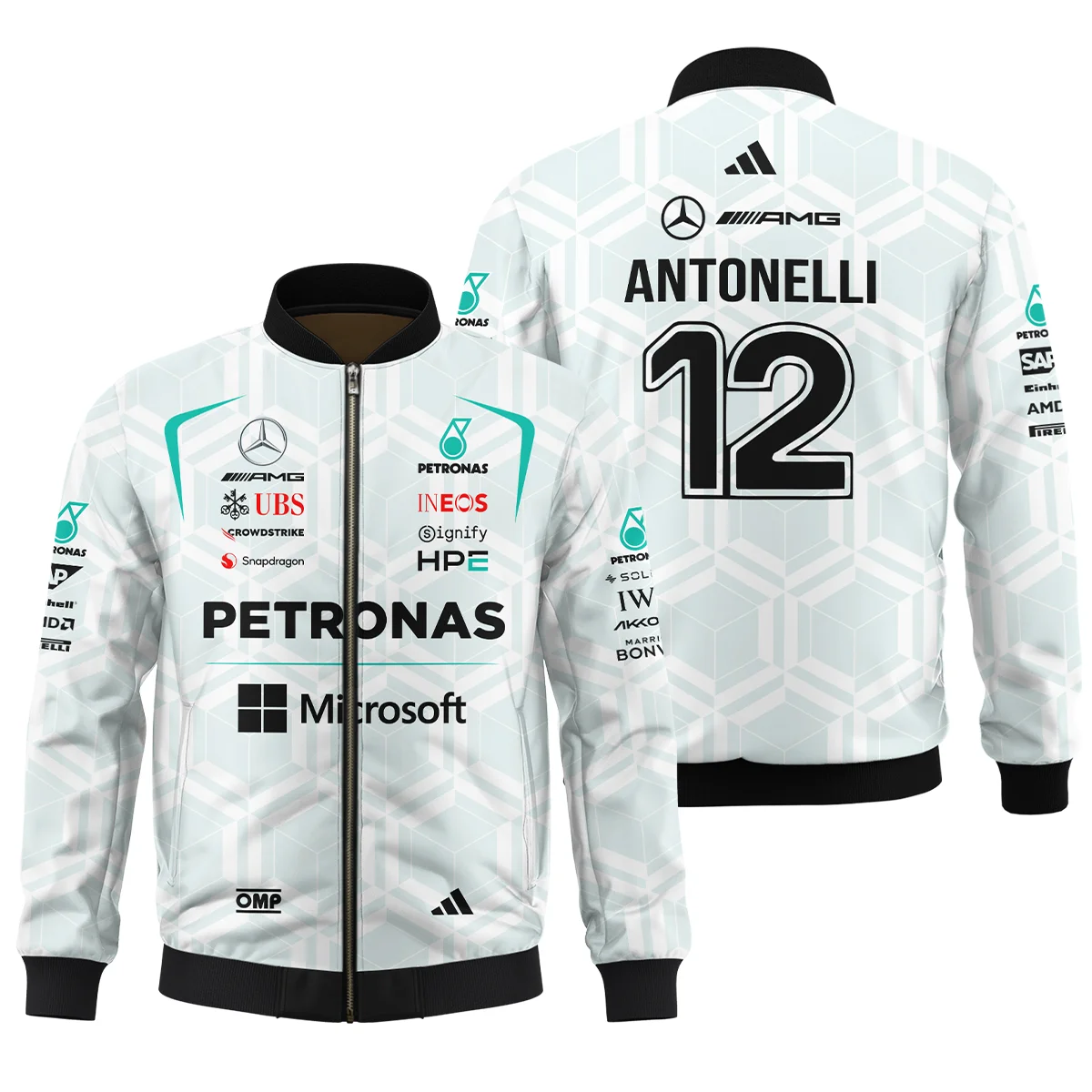 2026 Kimi Antonelli Mercedes F1 Teamwear Bomber BLKA29326A2BB - White