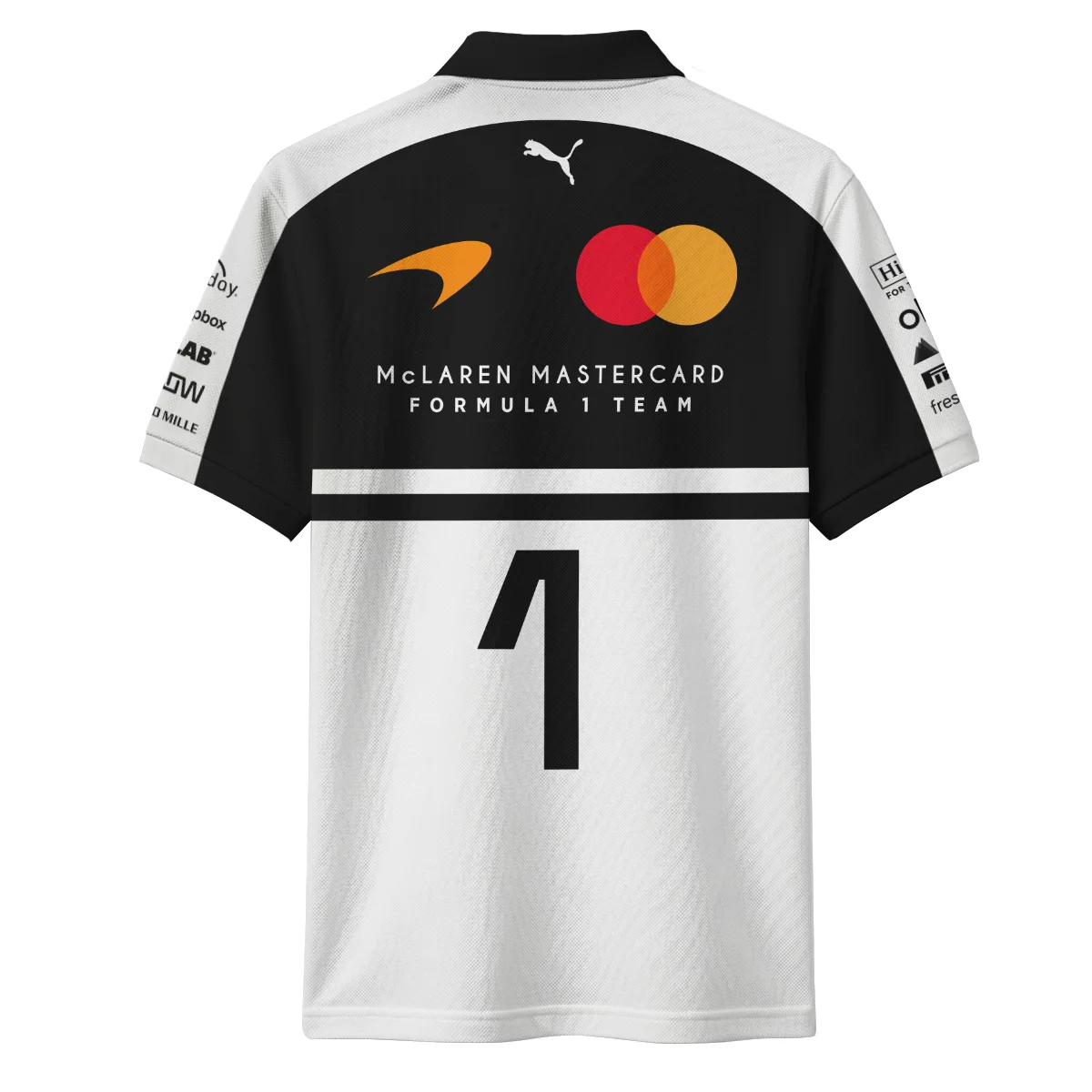 2026 Lando Norris 1 McLaren F1 Teamwear Polo Shirt BLNR25326A2PL - White - Image 3