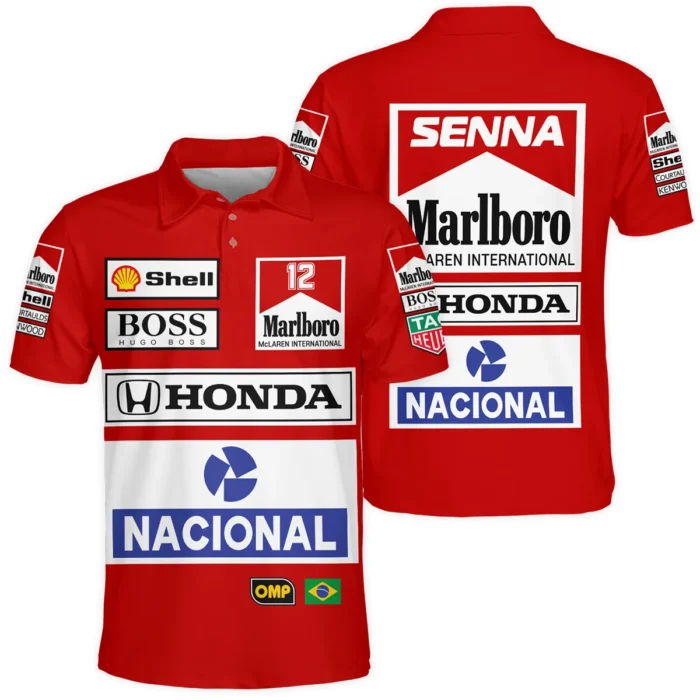 1988 Ayrton Senna Honda Race Suit Marlboro McLaren Polo Shirt BL3725A2PL