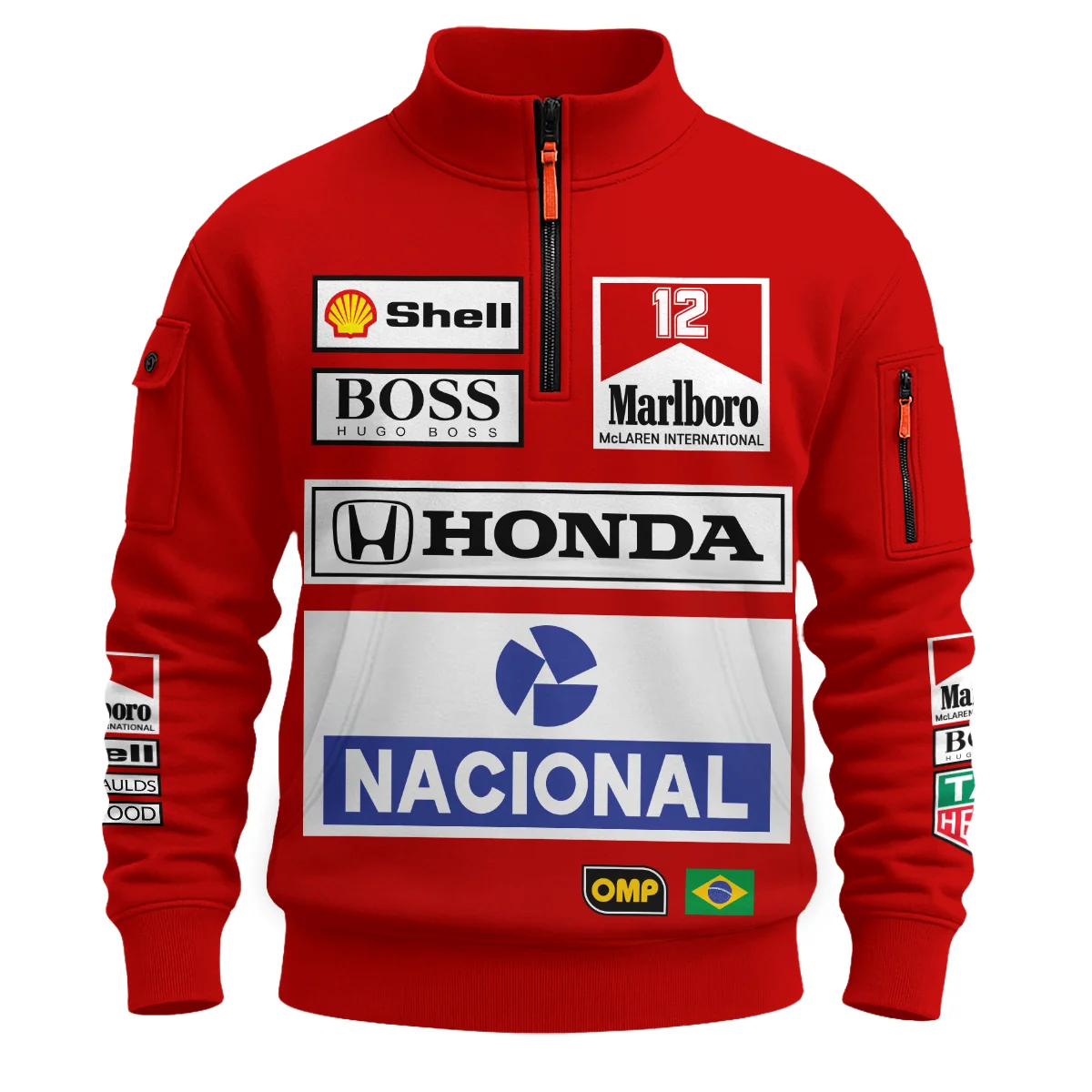 1988 Ayrton Senna Honda Race Suit Marlboro McLaren Sweatshirt Zipper BL3725A2SHZ - Image 2