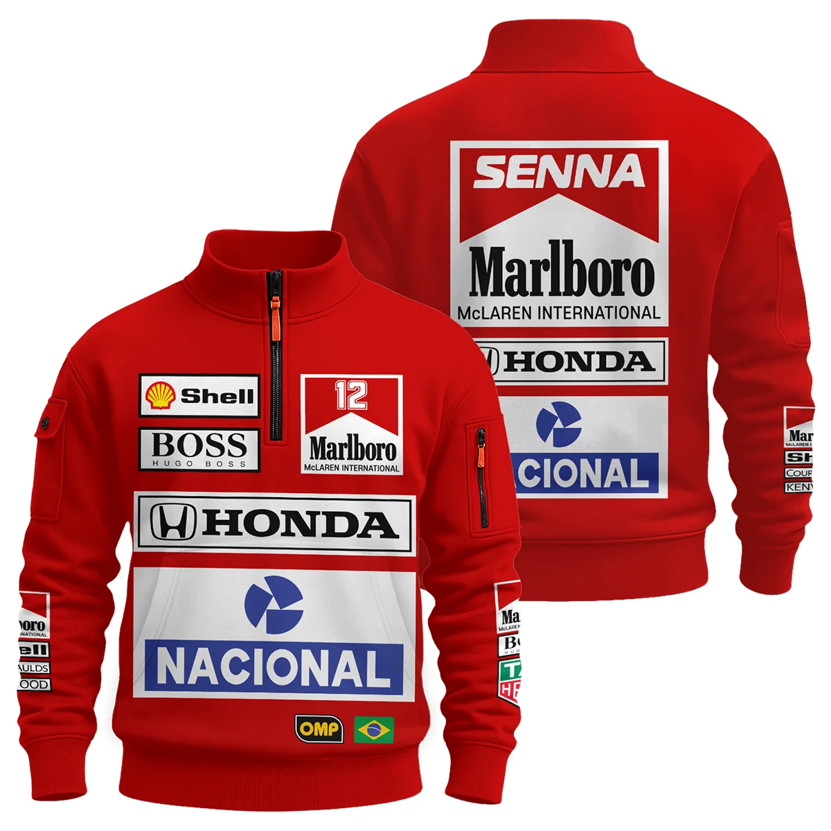 1988 Ayrton Senna Honda Race Suit Marlboro McLaren Sweatshirt Zipper BL3725A2SHZ