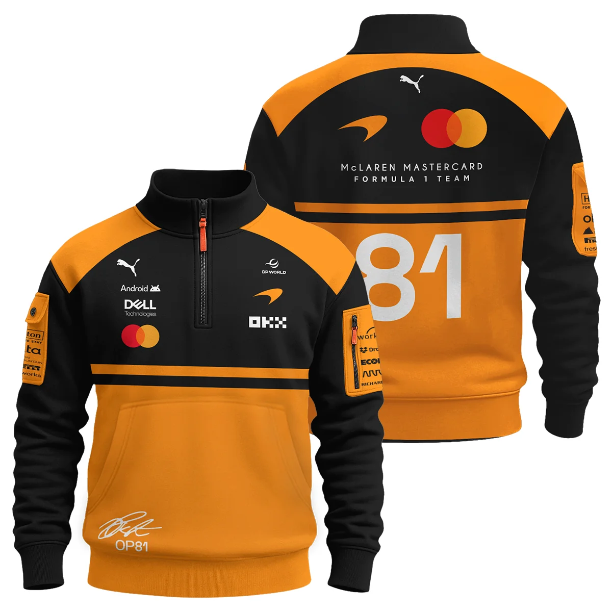 2026 Oscar Piastri 81 McLaren F1 Teamwear Sweatshirt Zipper BLOP25326A1SHZ - Orange