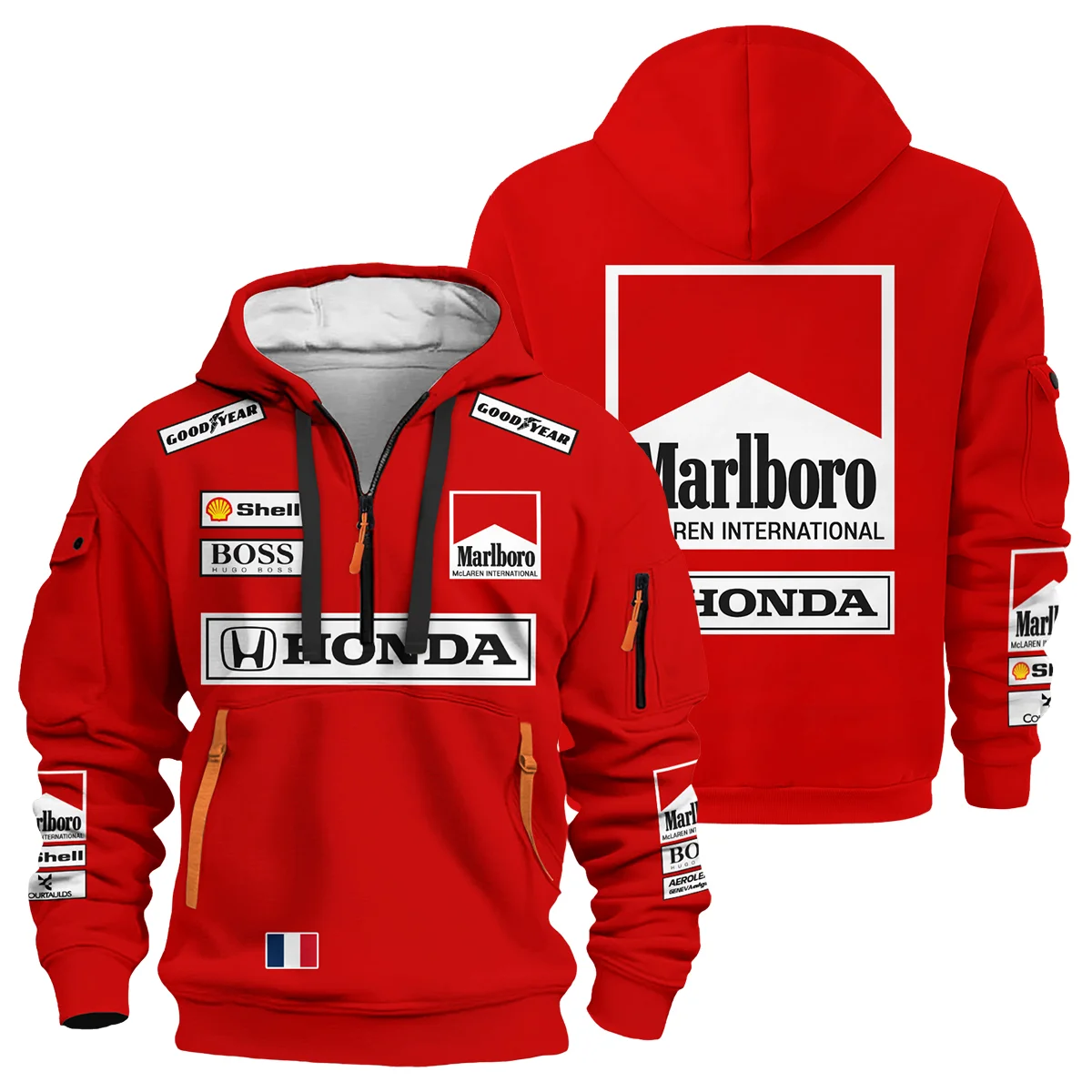 1989 Alain Prost Racing Costume Ferrari F1 Team Hoodie Half Zipper BLVAAP070725A01HDF