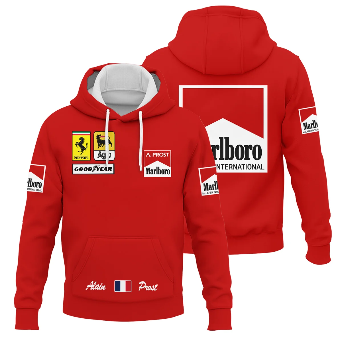 1990 Alain Prost Racing Costume Ferrari F1 Team Hoodie BLVAAP070725A02HD