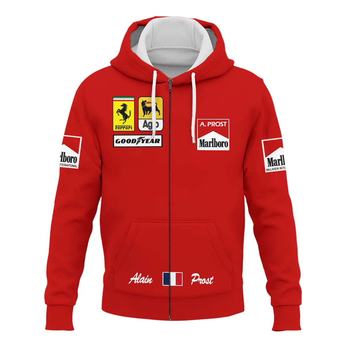 Alternative view of 1990 Alain Prost Racing Costume Ferrari F1 Team Zipper Hoodie BLVAAP070725A02ZHD
