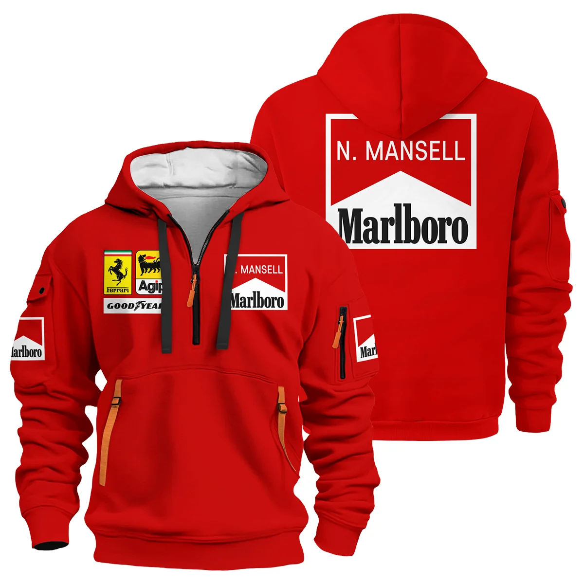 1990 Nigel Mansell Racing Suit Ferrari F1 Hoodie Half Zipper BLNM29725A5HDF