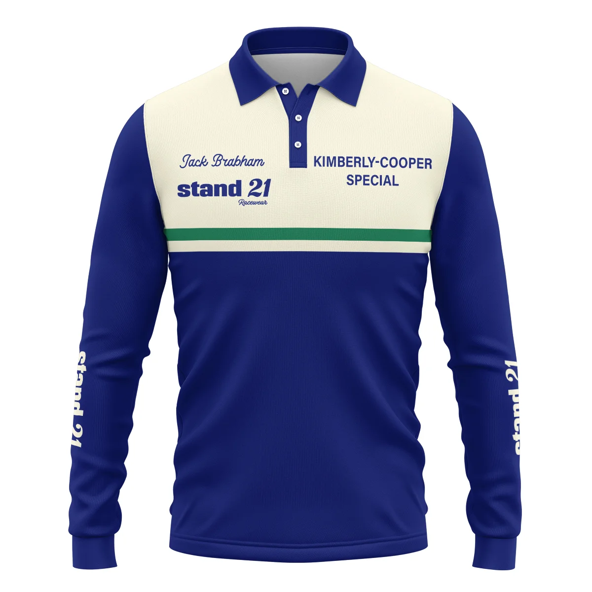 Alternative view of 1990s Sir Jack Brabham Race IndyCar Suit Long Polo Shirt BLVAJB070725A02LPL