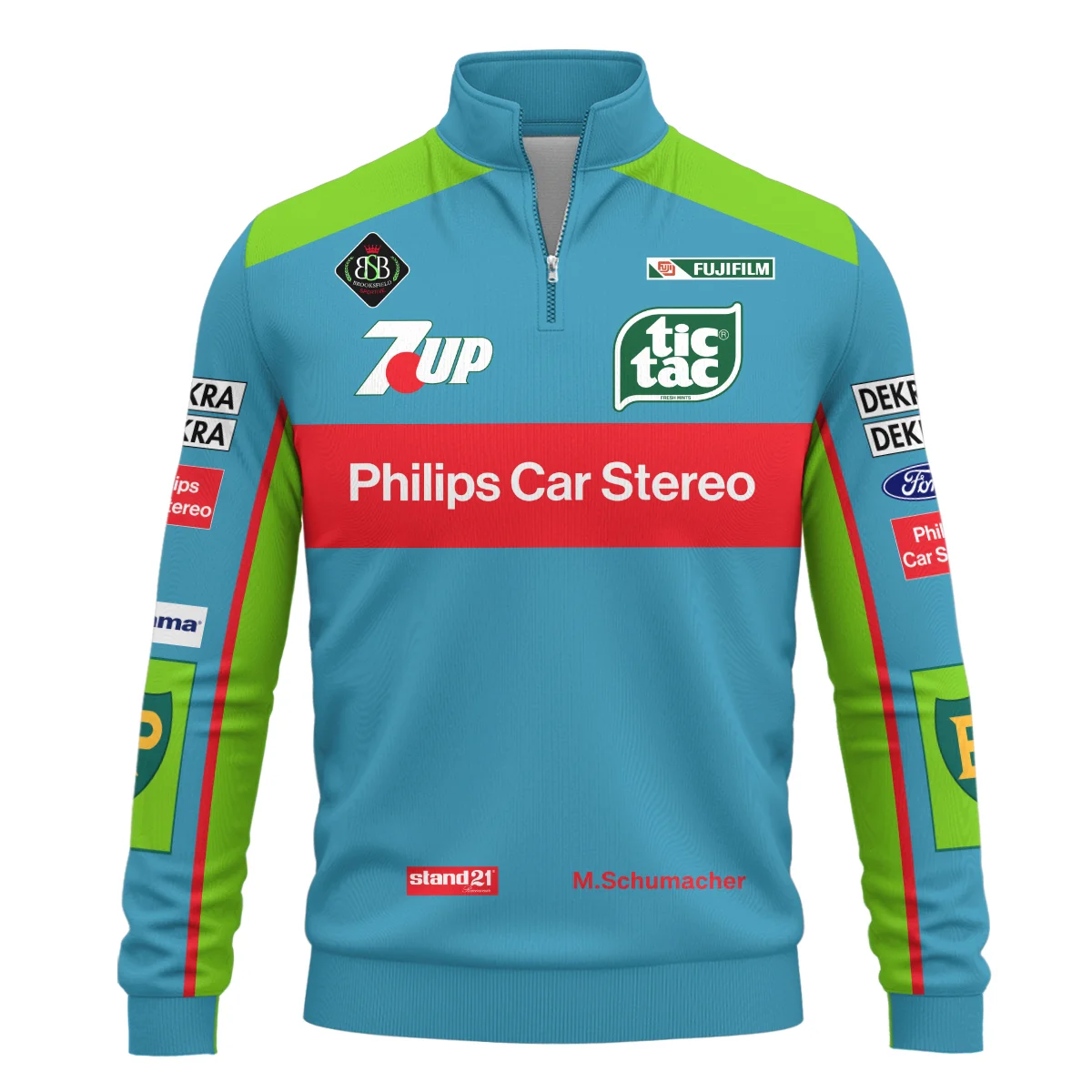 1991 Michael Schumacher Race Suit Quarter-Zip Sweatshirt BLVAMC020925A9QZS - Image 2