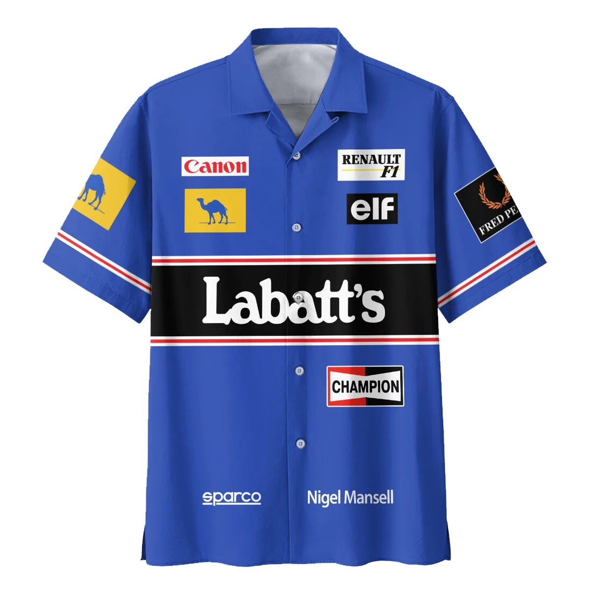 1992 Nigel Mansell Racing Suit Williams F1 Hawaiian Shirt BLNM29725A1HW - Image 2