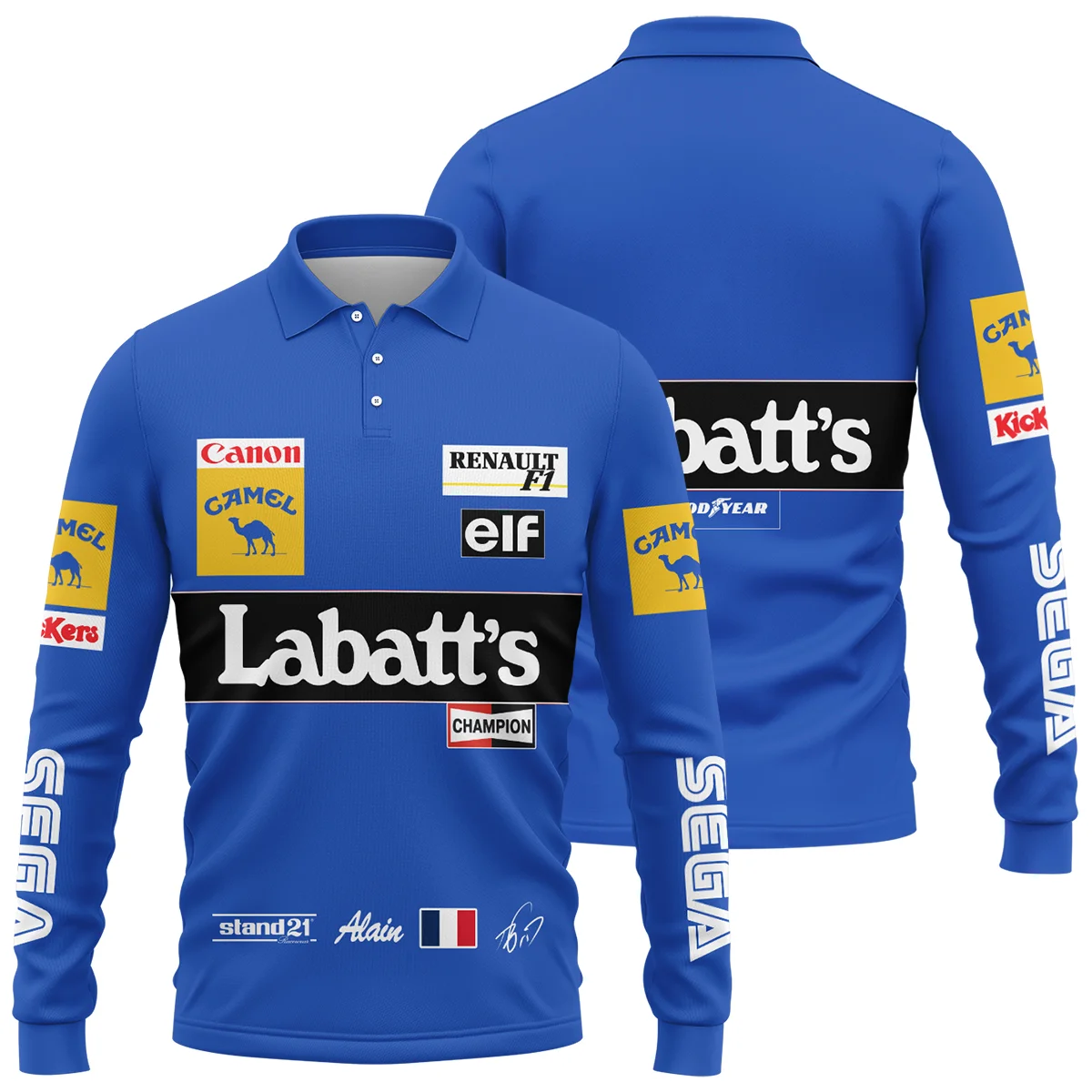 1993 Alain Prost Racing Suit Williams Renault F1 Team Long Polo Shirt BLVAAP070725A03LPL