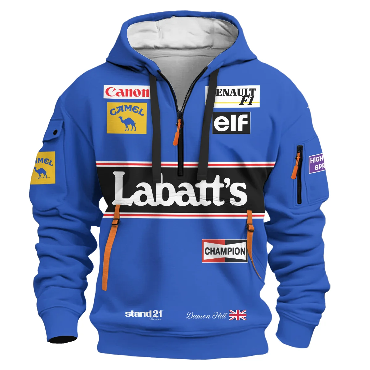 1993 Damon Hill Racing Suit Williams F1 Hoodie Half Zip BLVADH050925A1HDF - Image 2