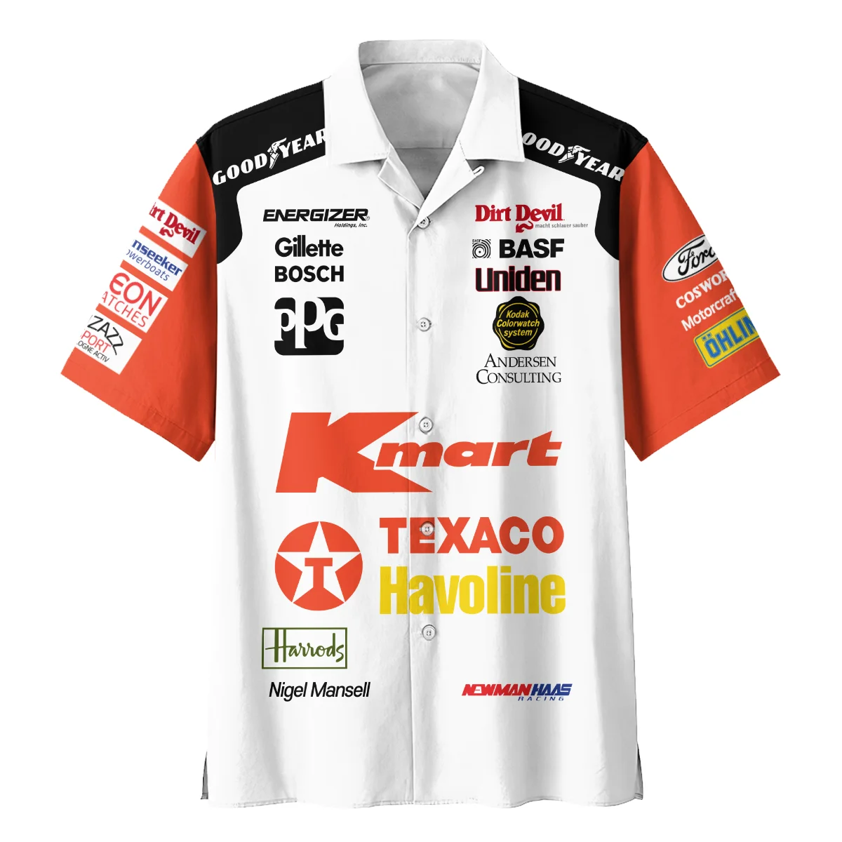 Alternative view of 1993 Nigel Mansell Racing Suit Newman Haas IndyCar Hawaiian Shirt BLNM29725A6HW