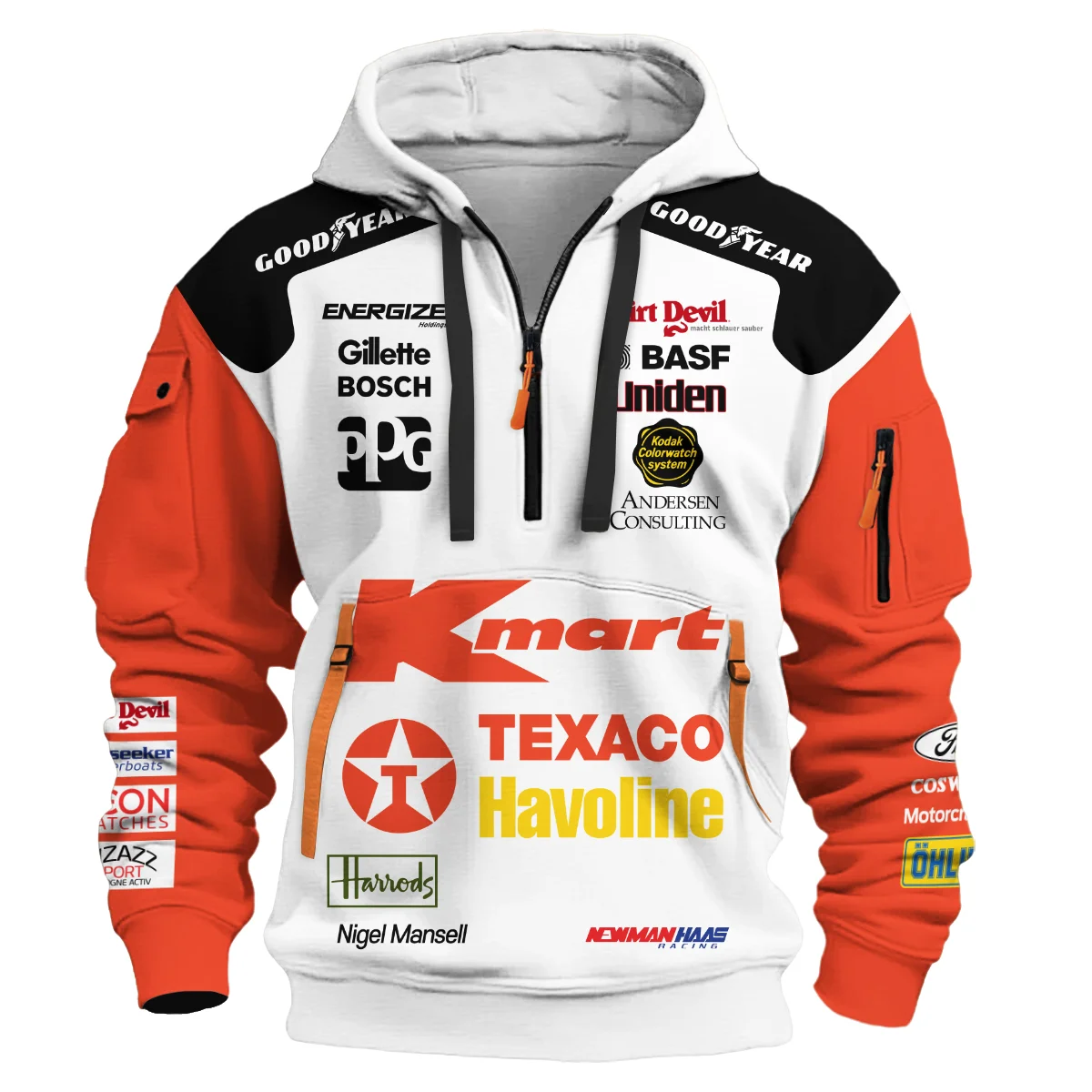 Alternative view of 1993 Nigel Mansell Racing Suit Newman Haas IndyCar Hoodie Half Zipper BLNM29725A6HDF