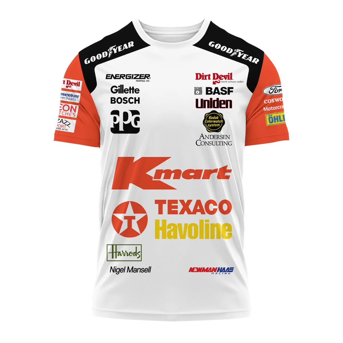 Alternative view of 1993 Nigel Mansell Racing Suit Newman Haas IndyCar T-Shirt BLNM29725A6TS