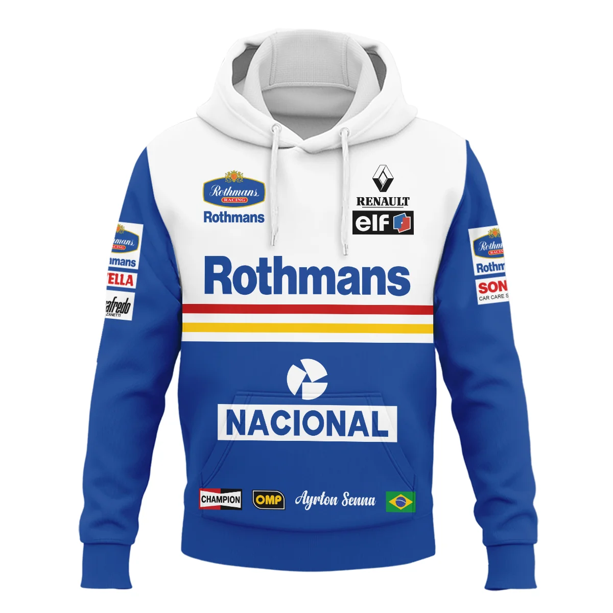 1994 Ayrton Senna Rothmans Williams Renault F1 Racing Team Hoodie BL3725A6HD - Image 2