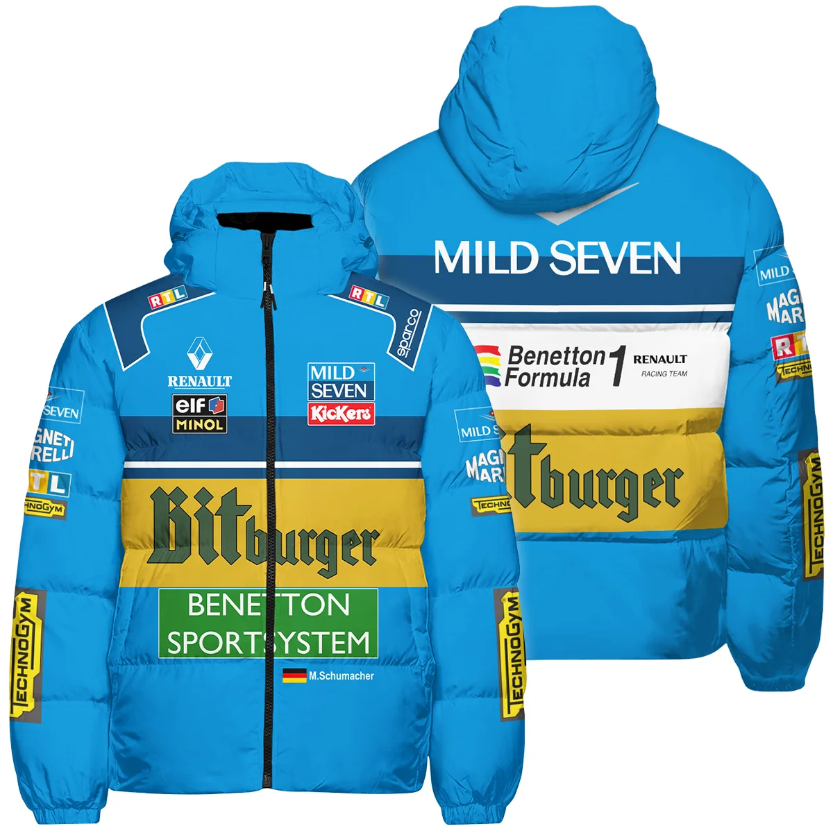 1995 WDC Michael Schumacher Race Suit Benetton F1 Down & Puffer Jackets BLVAMC020925A1HCJ