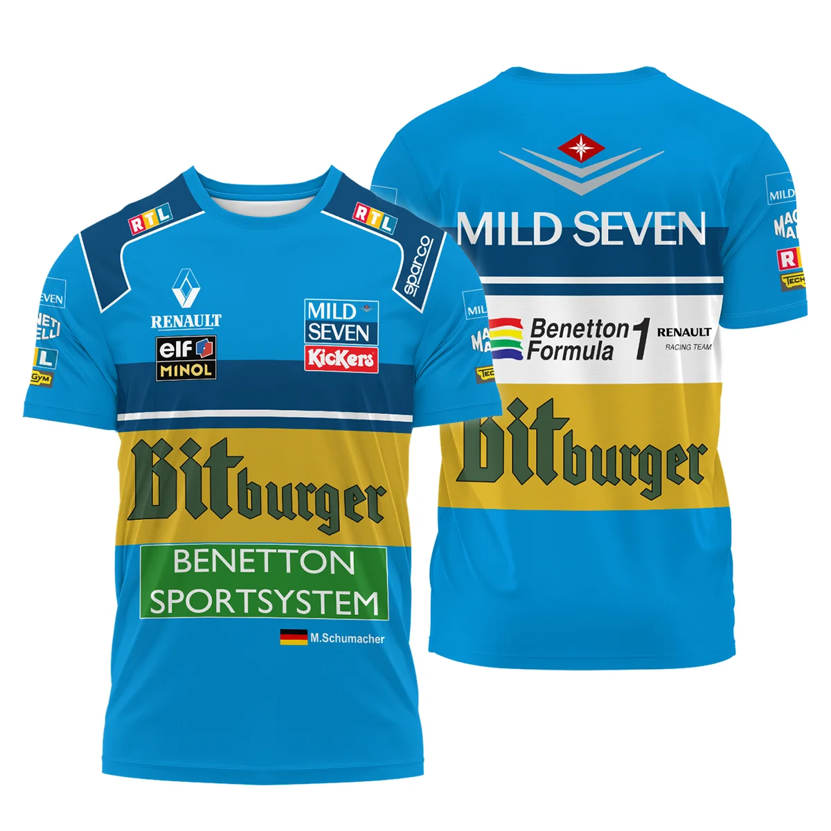 1995 WDC Michael Schumacher Race Suit Benetton F1 T-Shirt BLVAMC020925A1TS