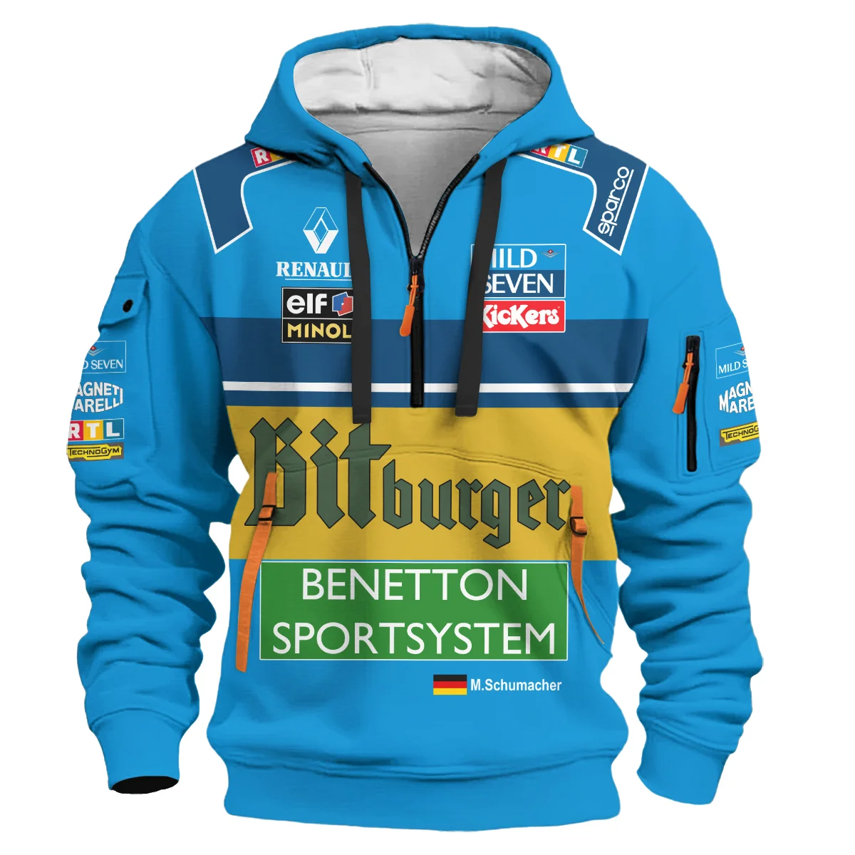1995 WDC Schumi Race Suit Benetton Hoodie Half Zip BLVAMC020925A1HDF - Image 2