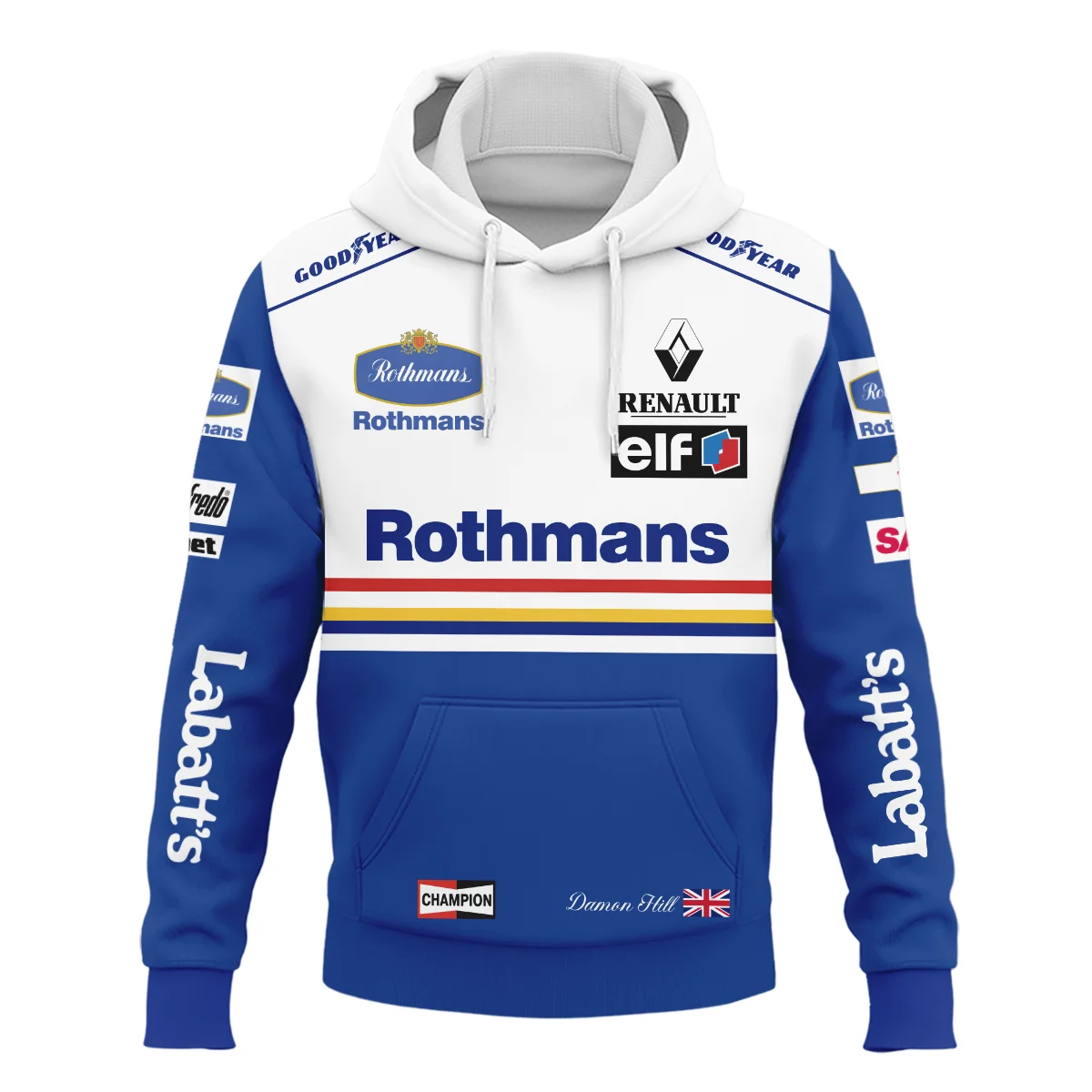1996 WDC Damon Hill Racing Suit Williams F1 Hoodie BLVADH050925A2HD - Image 2
