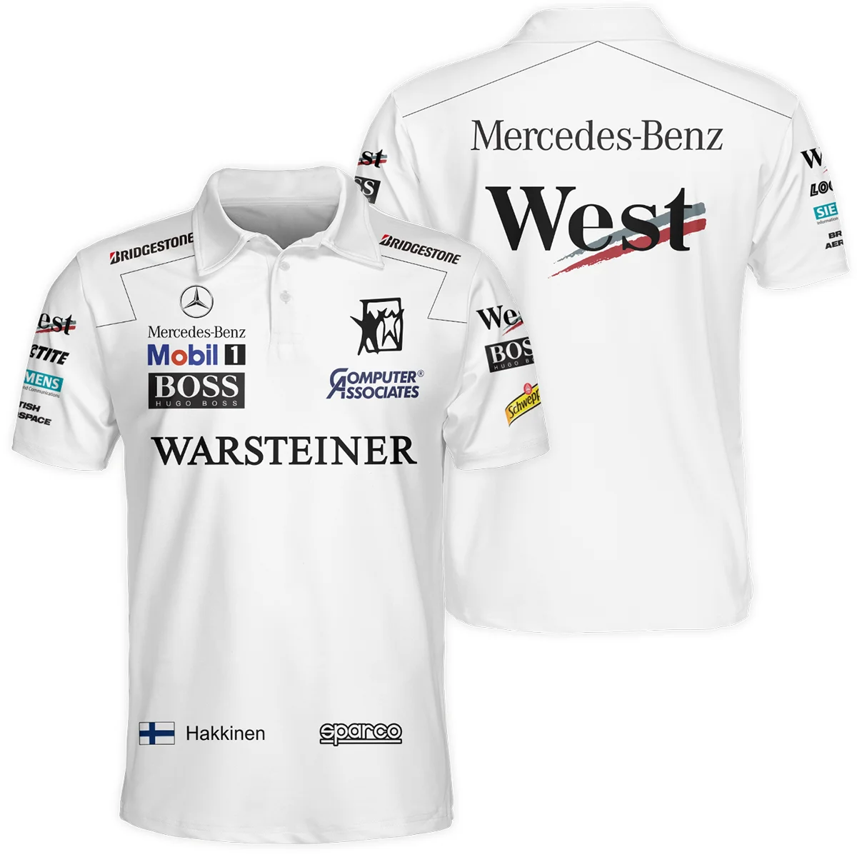 1998 WDC Mika Hakkinen Racing Suit McLaren F1 Polo Shirt Unisex Motorsport Apparel BLVAMH271025A4PL