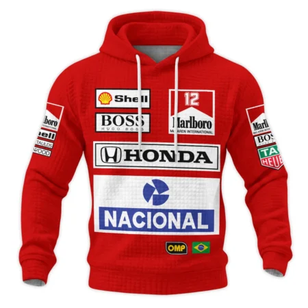 Alternative view of 1988 Ayrton Senna Honda Race Suit Marlboro McLaren Hoodie Quilted Waffle BL3725A2HQW