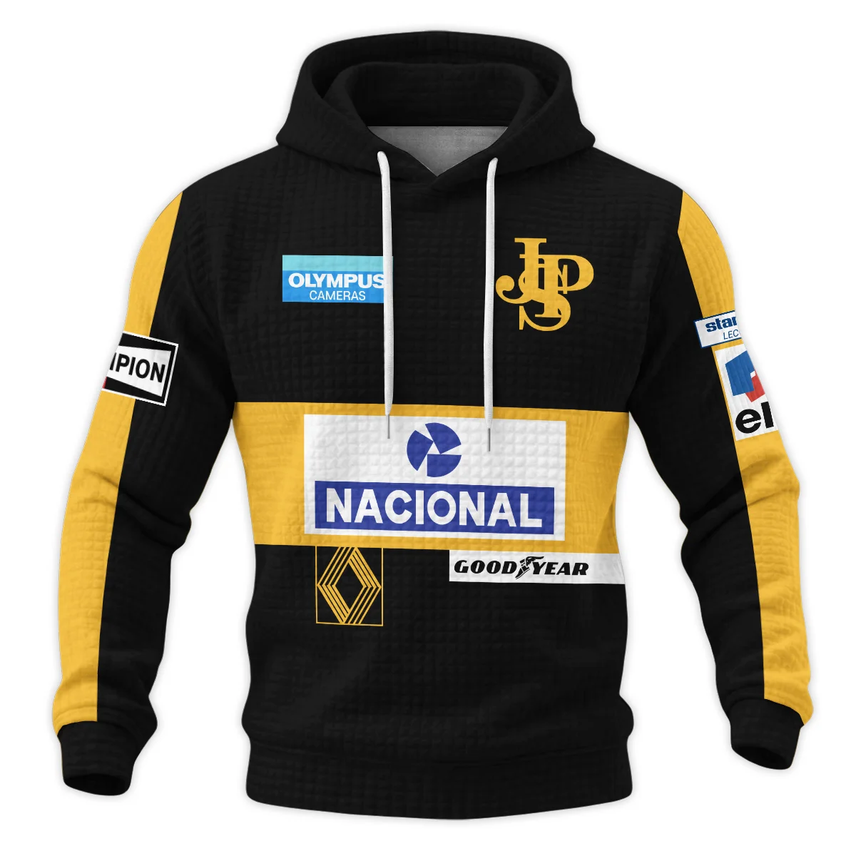 1985 Ayrton Senna John Player Special - Lotus F1 Hoodie Quilted Waffle BL3725A4HQW - Image 2