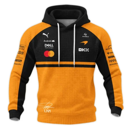 Alternative view of 2026 Lando Norris 1 McLaren F1 Teamwear Hoodie Quilted Waffle BLNR25326A1HQW - Orange