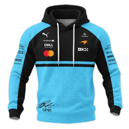 Alternative view of 2026 Oscar Piastri 81 McLaren F1 Teamwear Hoodie Quilted Waffle BLOP25326A3HQW - Cyan