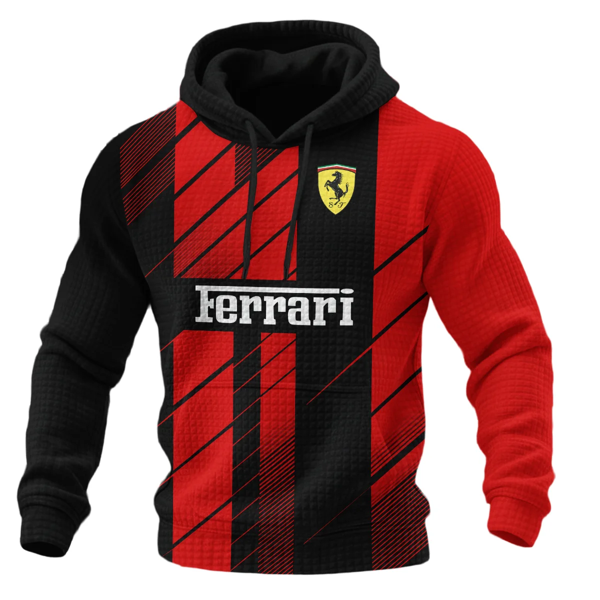 Ferrari F1 Teamwear Hoodie Quilted Waffle Unisex Motorsport Apparel BLVA5326A2FRRHQW - Image 2