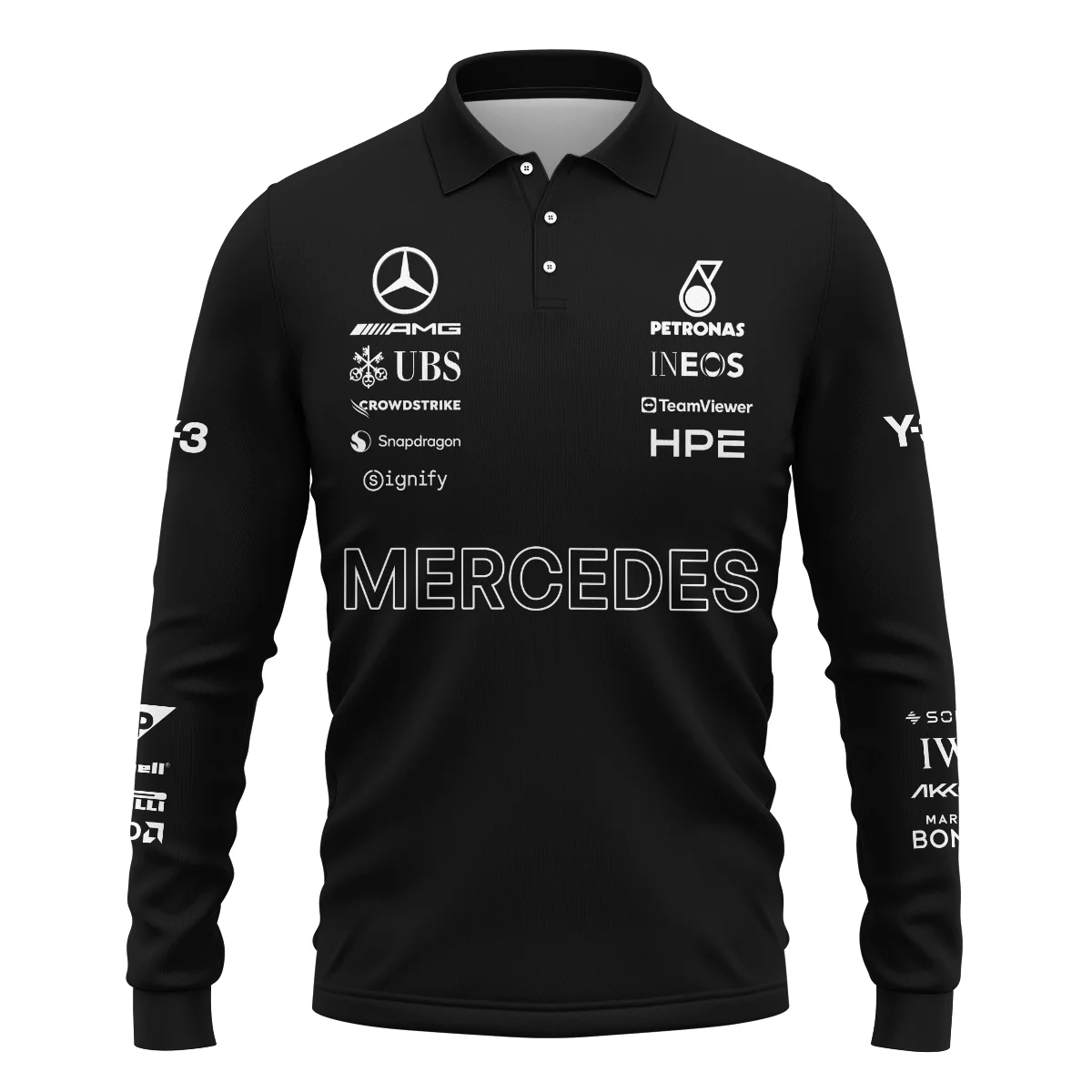 2026 Y-3 x Mercedes F1 Teamwear - Long Polo Shirt BLMER18326A3LPL - Image 2