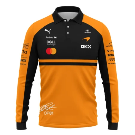 Alternative view of 2026 Oscar Piastri 81 McLaren F1 Teamwear Long Polo Shirt BLOP25326A1LPL - Orange