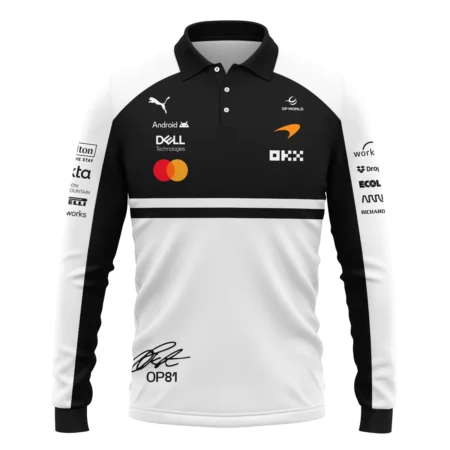 Alternative view of 2026 Oscar Piastri 81 McLaren F1 Teamwear Long Polo Shirt BLOP25326A2LPL - White