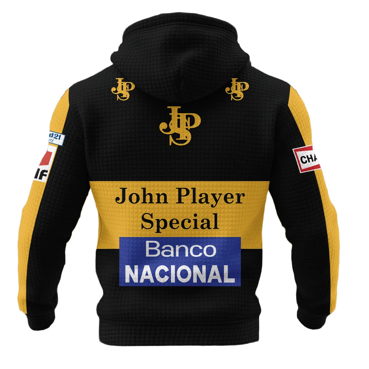 1985 Ayrton Senna John Player Special - Lotus F1 Hoodie Quilted Waffle BL3725A4HQW - Image 3