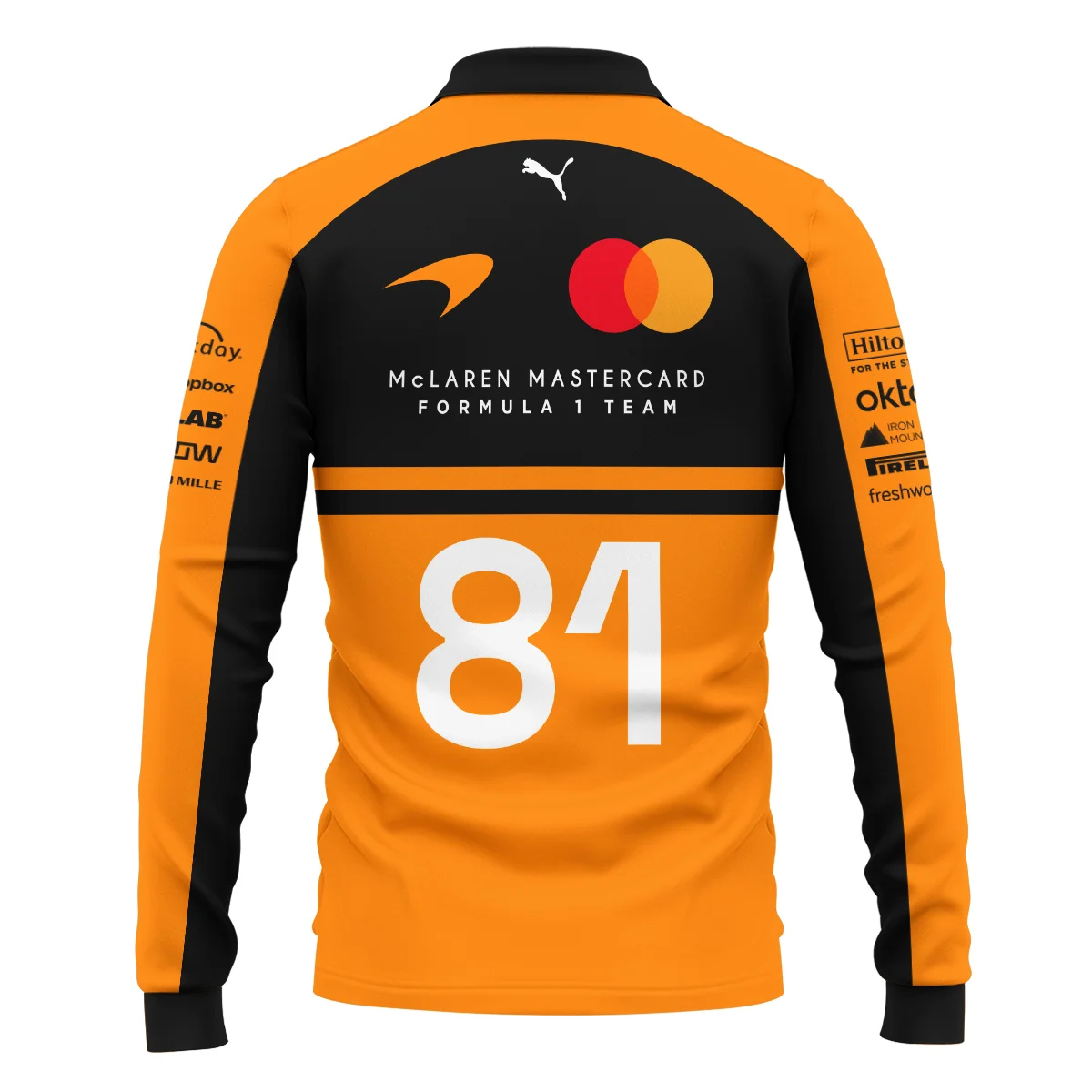 2026 Oscar Piastri 81 McLaren F1 Teamwear Long Polo Shirt BLOP25326A1LPL - Orange - Image 3