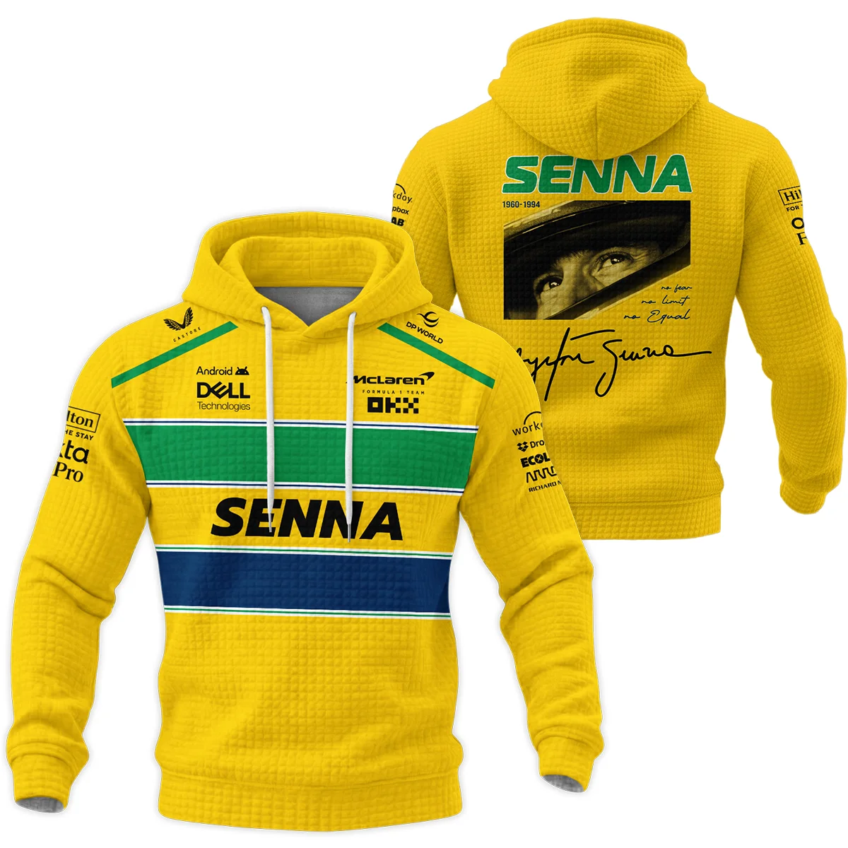 Ayrton Senna McLaren Formula One Hoodie Quilted Waffle BLF1190525A2HQW