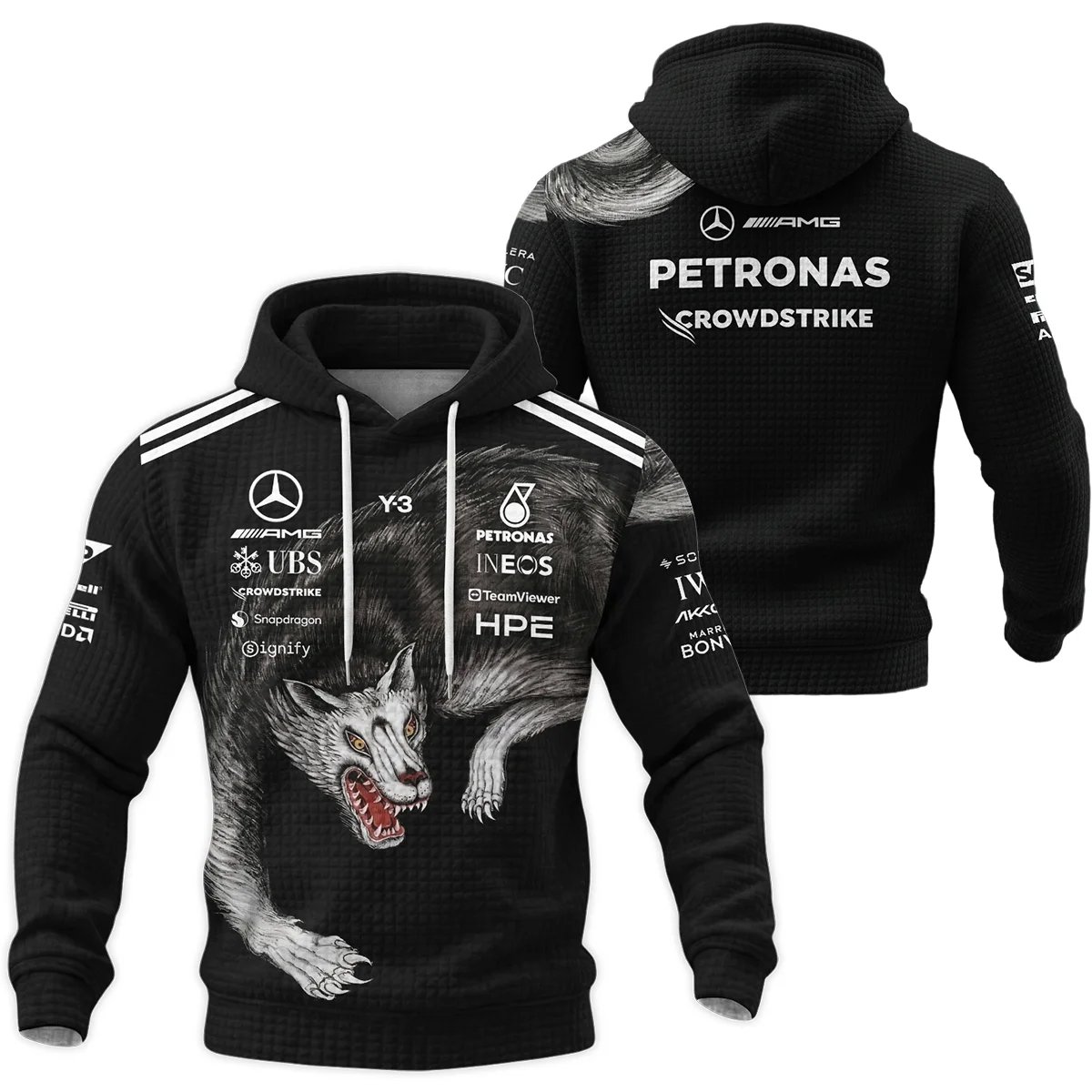 2026 Mercedes x Y-3 Japan GP F1 - Hoodie Quilted Waffle BLMER18326A2HQW