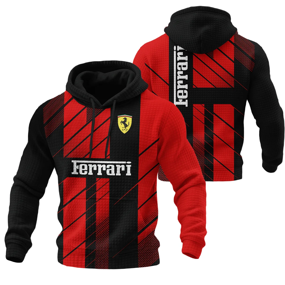 Ferrari F1 Teamwear Hoodie Quilted Waffle Unisex Motorsport Apparel BLVA5326A2FRRHQW