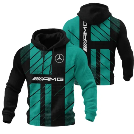 Mercedes F1 Teamwear Hoodie Quilted Waffle Unisex Motorsport Apparel BLVA5326A2MERHQW