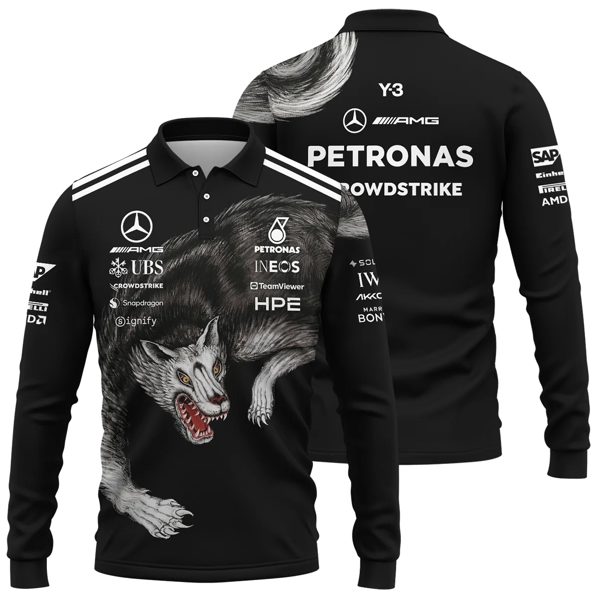 2026 Mercedes x Y-3 Japan GP F1 - Long Polo Shirt BLMER18326A2LPL