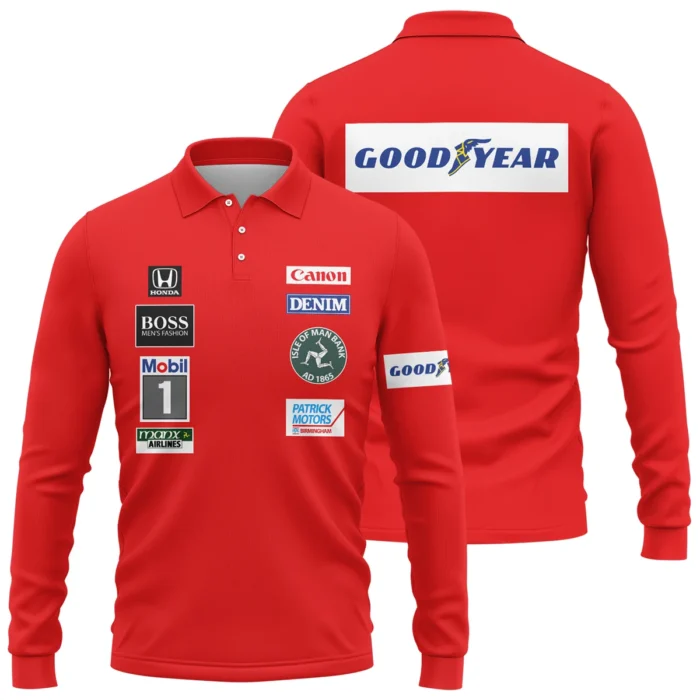 1985 Nigel Mansell Racing Suit Williams F1 Long Polo Shirt BLNM29725A3LPL