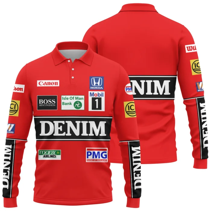 1986 Nigel Mansell Racing Suit Williams F1 Long Polo Shirt BLNM29725A4LPL