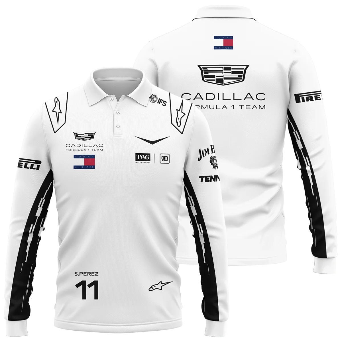 2026 Sergio Perez Cadillac F1 Team Apparel Long Polo Shirt BLVA9326SP4LPL