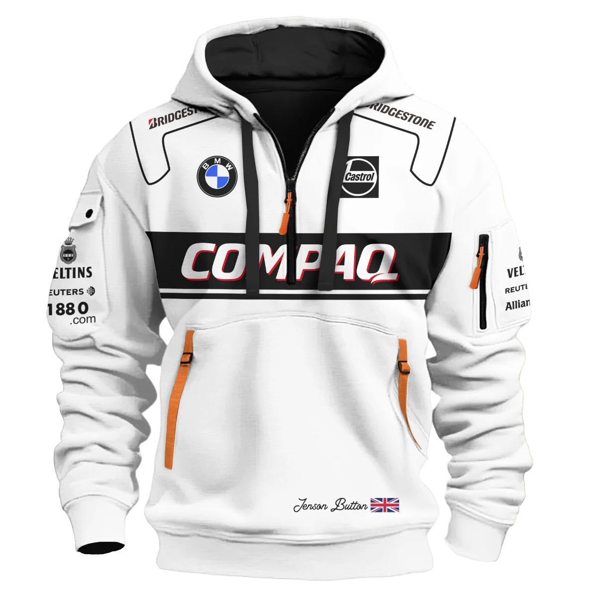 2000 Jenson Button Racing Suit Williams F1 Hoodie Half Zip BLVAJB010925A1HDF - Image 2