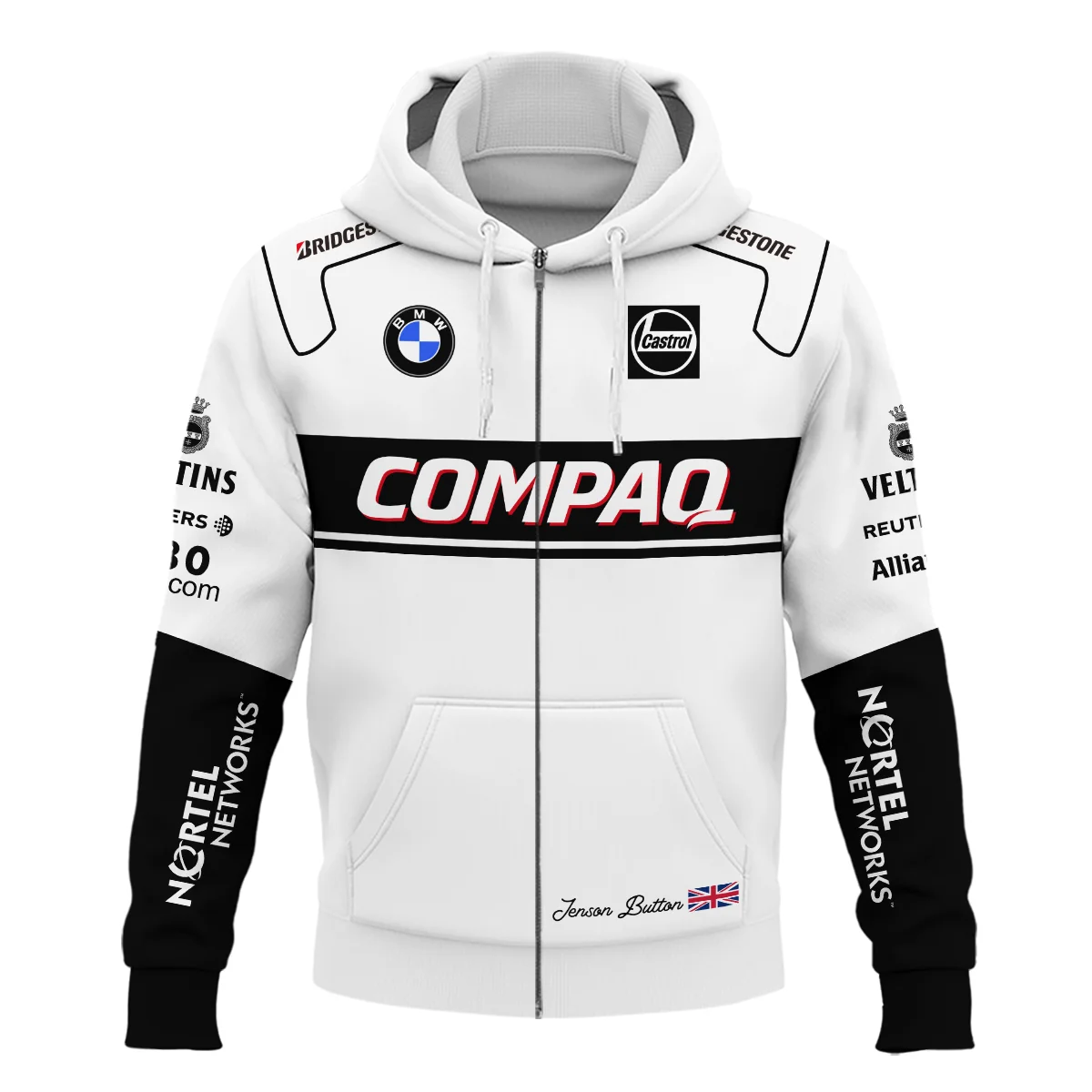 2000 Jenson Button Racing Suit Williams F1 Zipper Hoodie BLVAJB010925A1ZHD - Image 2