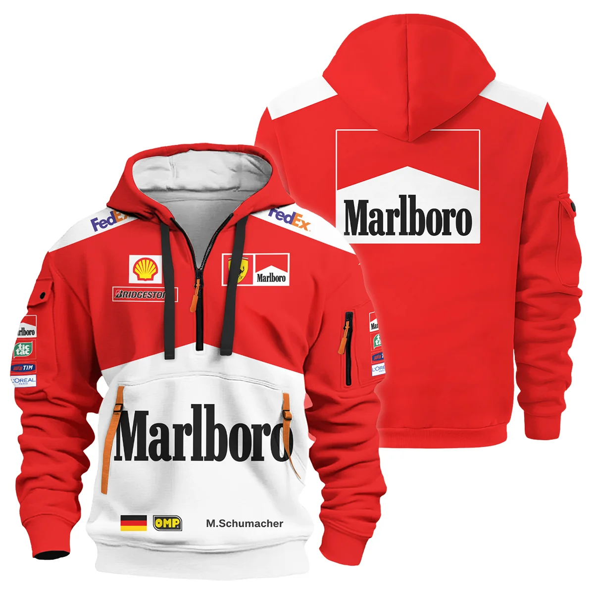 2000 WDC Michael Schumacher Race Suit Ferrari F1 Hoodie Half Zip Unisex Motorsport Apparel BLVAMC020925A8HDF