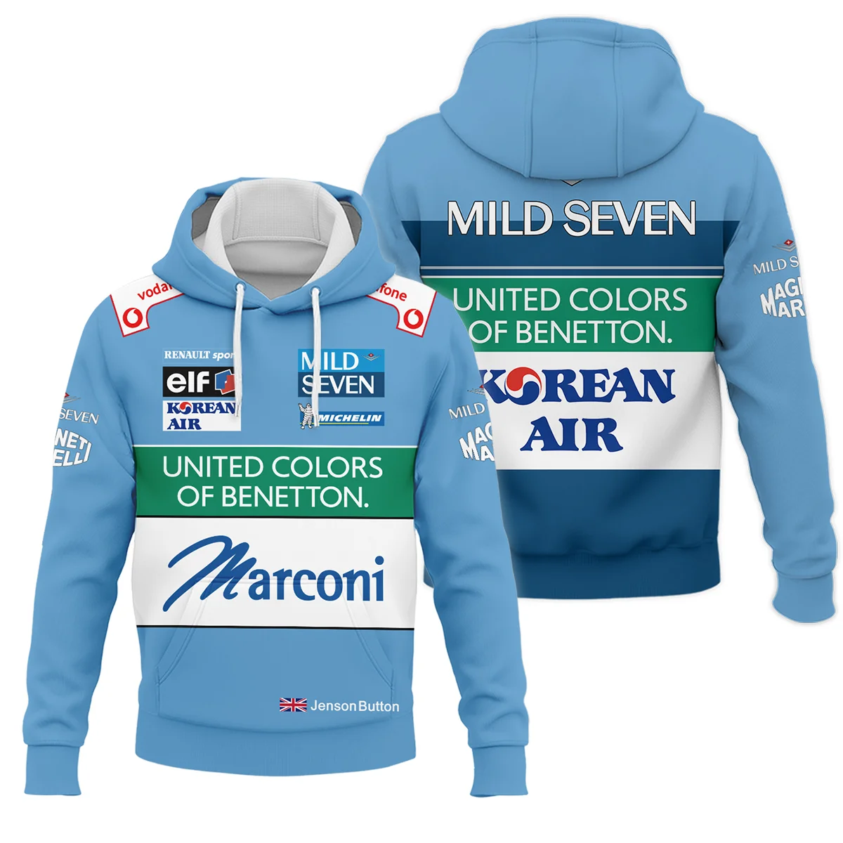 2001 Jenson Button Racing Suit Benetton F1 Hoodie BLVAJB010925A2HD