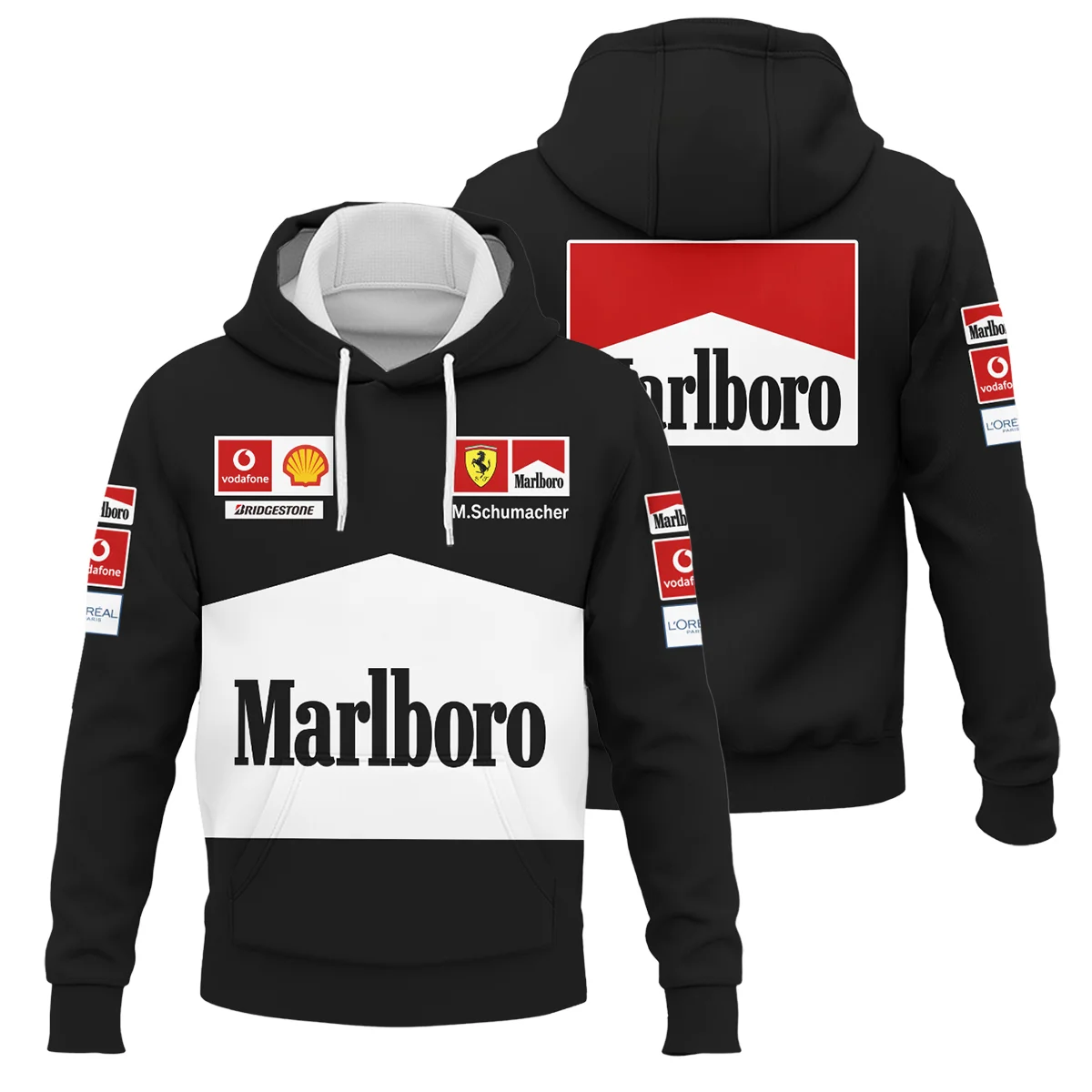 2004 Unisex Motorsport Apparel BLack Version Michael Schumacher Race Suit Ferrari F1 Hoodie Unisex Motorsport Apparel BLVAMC020925A11HD