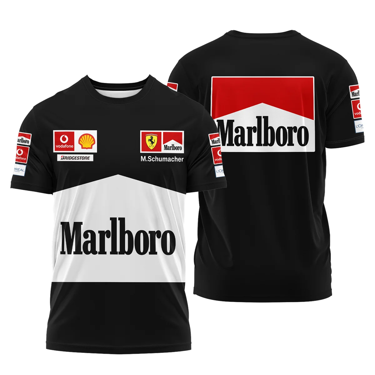 2004 Unisex Motorsport Apparel BLack Version Michael Schumacher Race Suit Ferrari F1 T-Shirt Unisex Motorsport Apparel BLVAMC020925A11TS