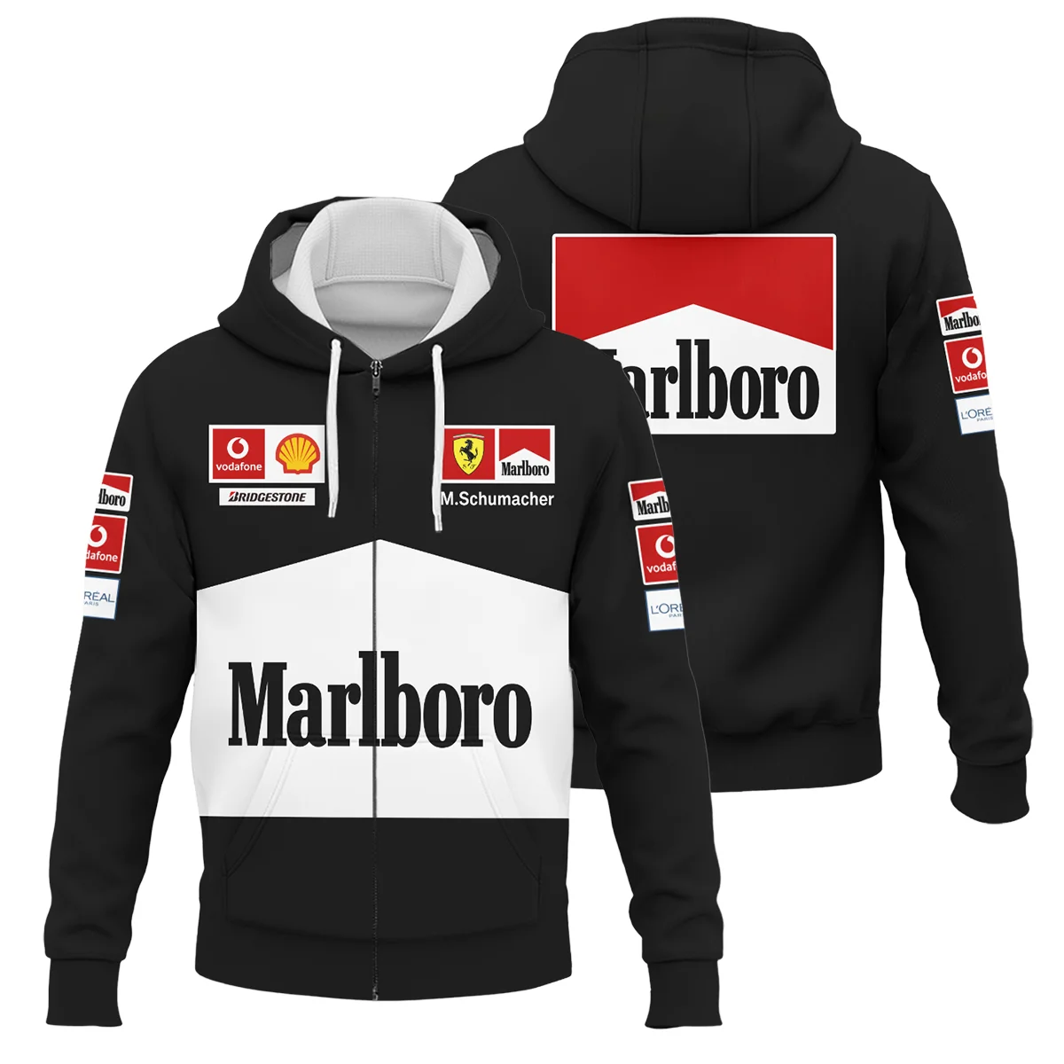 2004 Unisex Motorsport Apparel BLack Version Michael Schumacher Race Suit Ferrari F1 Zipper Hoodie Unisex Motorsport Apparel BLVAMC020925A11ZHD