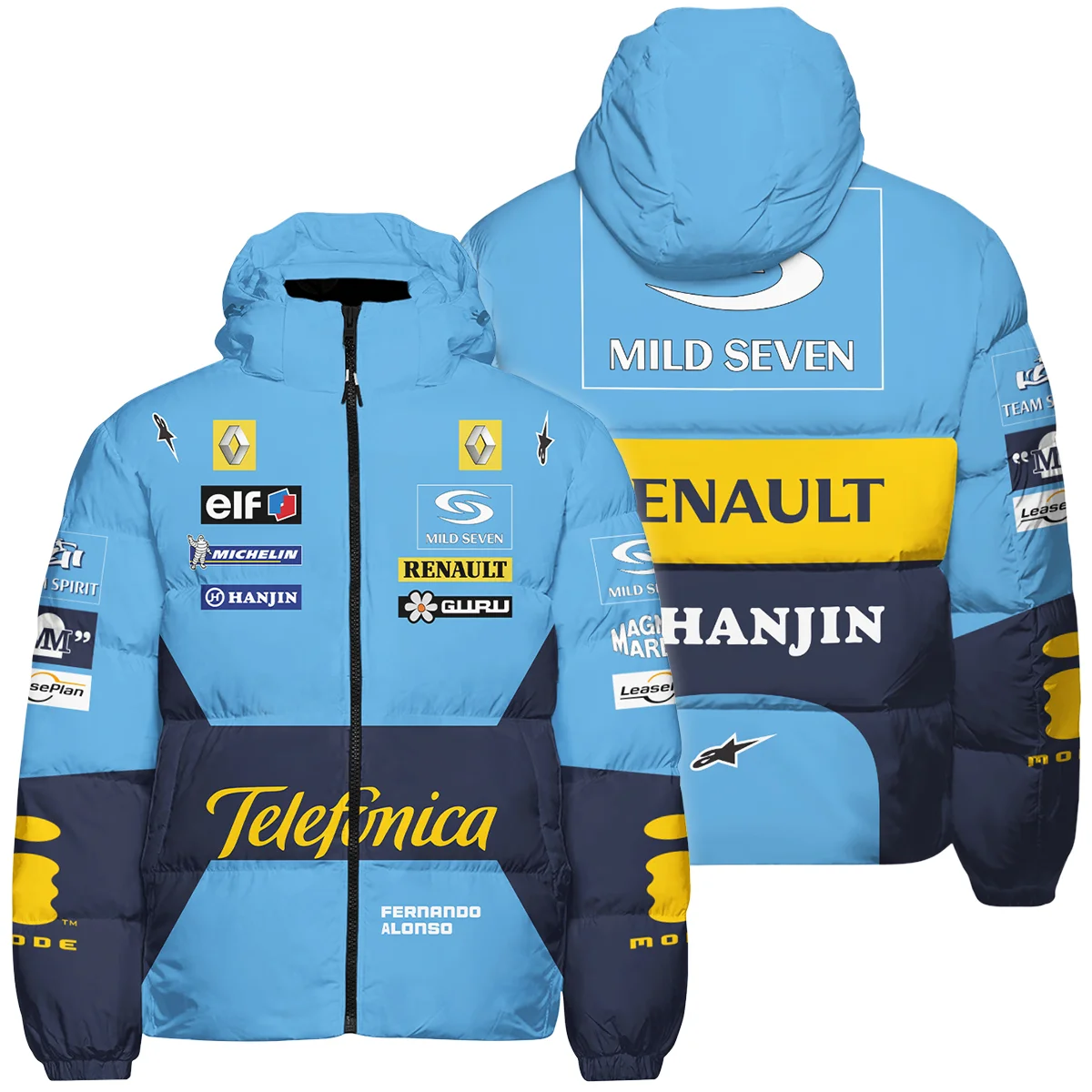 2004 Fernando Alonso Racing Suit Renault F1 Down & Puffer Jackets Unisex Motorsport Apparel BLVAFA030925A6HCJ